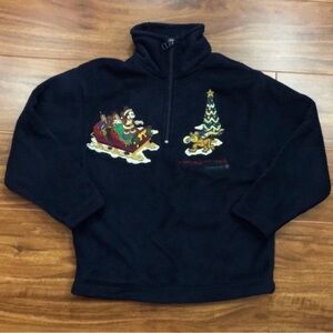 NWT New Disney Kids Embroidered Holiday Half Zip Fleece Jacket Sweater Size XS